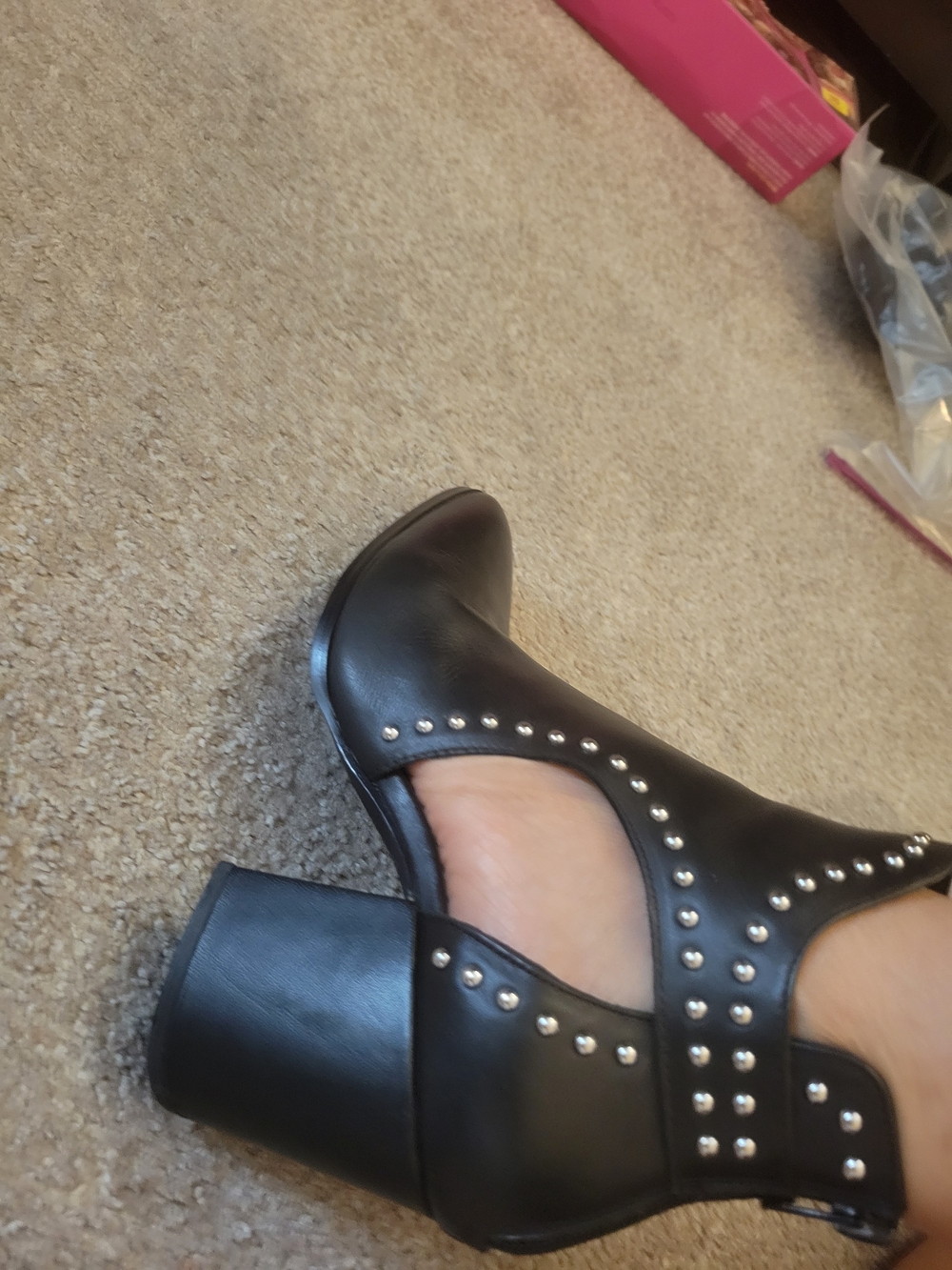 Steve Madden Black Studded Chunky Heel Pumps